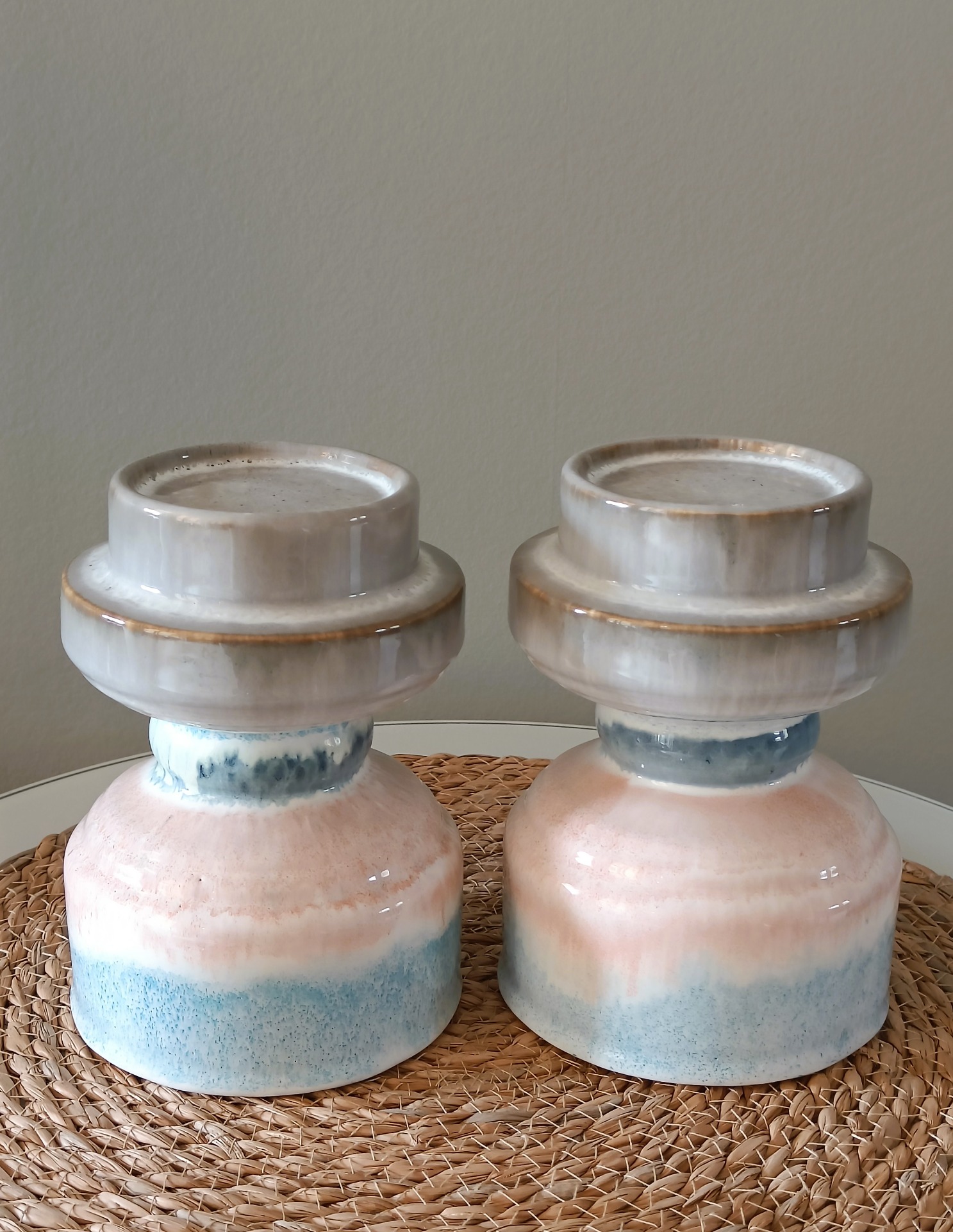 Kandelaren Riverdale 17 cm keramiek pasteltinten groot